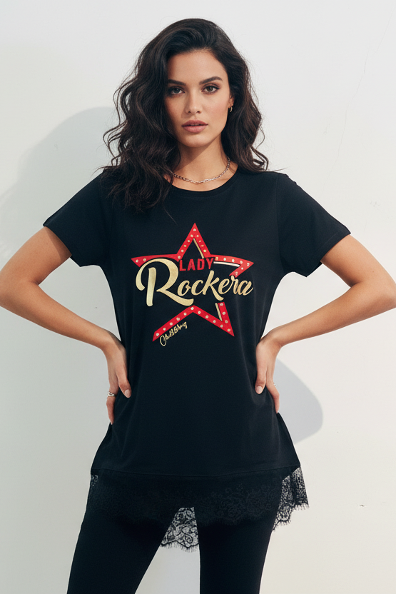 Camiseta Encaje Lady Rockera