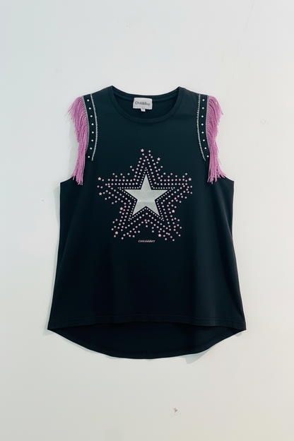 Camiseta Flecos Estrellas Lila