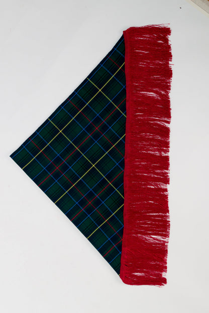 Foulard à franges tartan vert