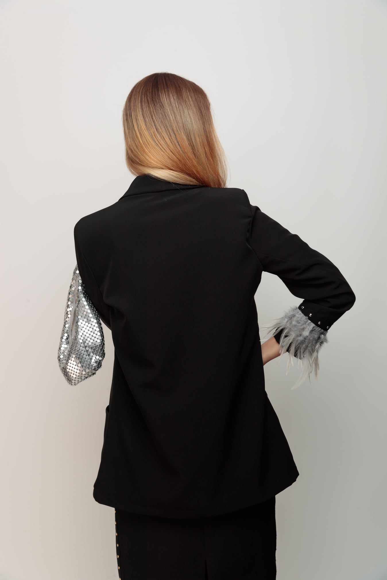 Blazer Smoking Plumas Gris