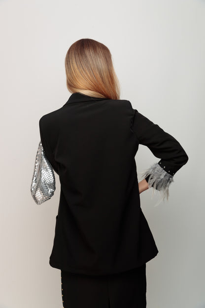 Blazer Smoking Plumas Gris