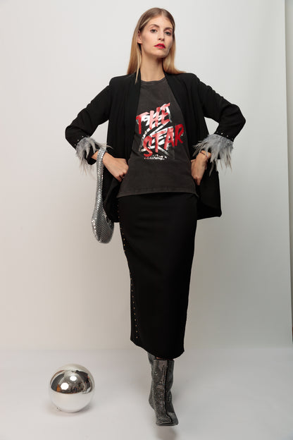 Blazer Smoking Plumas Gris