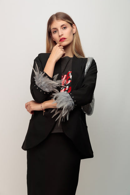 Blazer Smoking Plumas Gris
