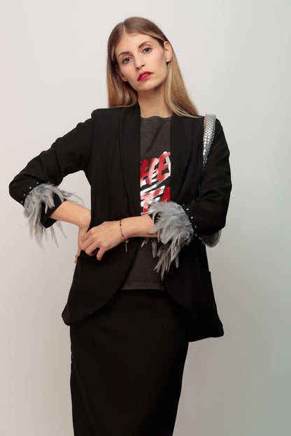 Blazer Smoking Plumas Gris