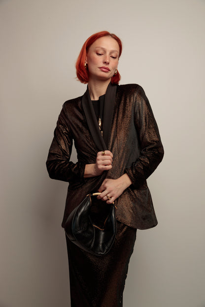 Blazer Smoking Terciopelo Negro