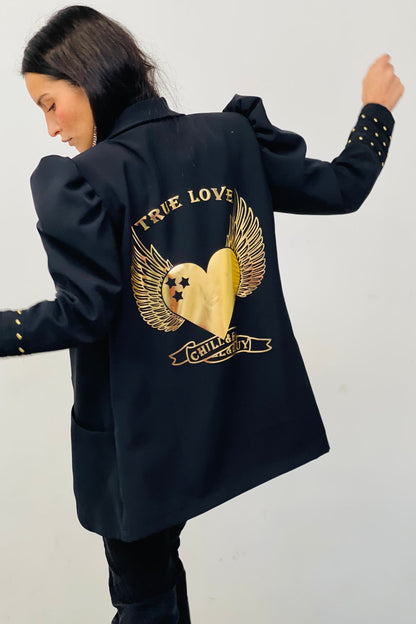 Blazer bouffant clouté en forme de cœur True Love