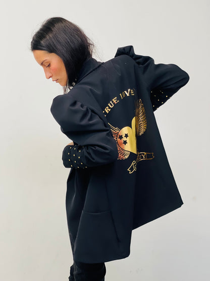 Blazer bouffant clouté en forme de cœur True Love