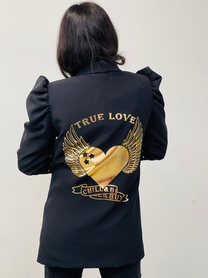 Blazer bouffant clouté en forme de cœur True Love