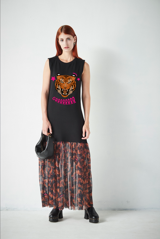 Vestido Combinado Tiger Face