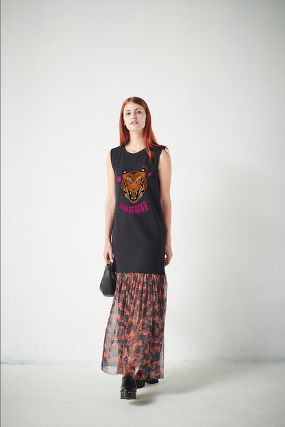Vestido Combinado Tiger Face