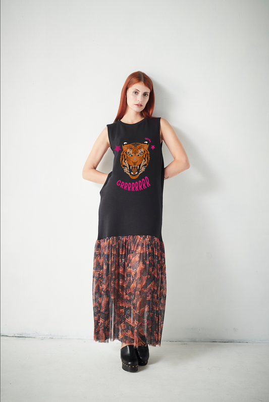 Vestido Combinado Tiger Face