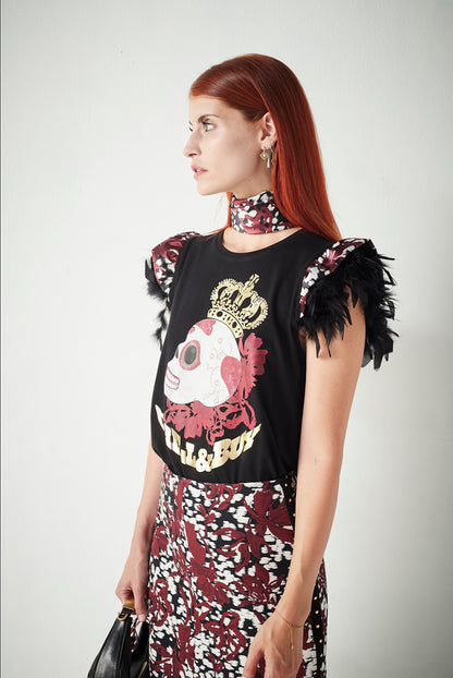 Camiseta Minivolante Plumas Skull