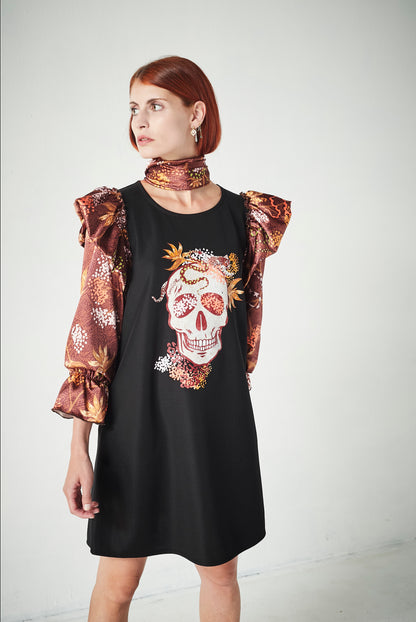 Vestido Raiz Skull Floral