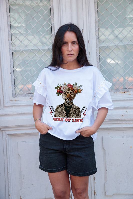 Camiseta Volante Tigre Flores