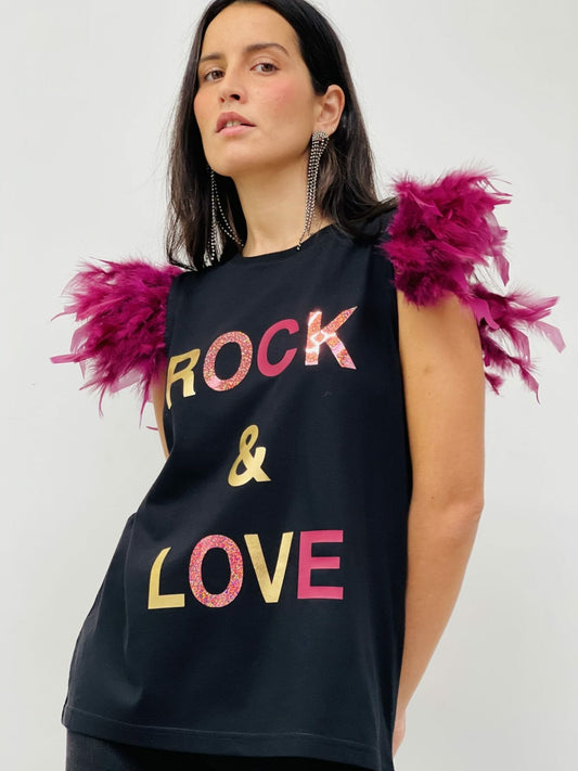 CAMI PLUMAS MAGENTA ROCKLOVE