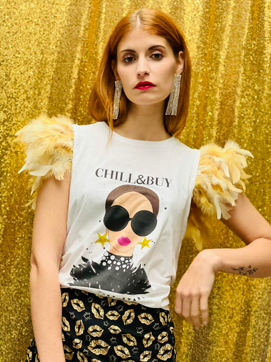 CAMI PLUMAS ORO SHINE