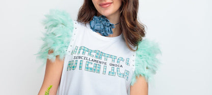 CAMI PLUMAS TACHAS AUTENTICA VICHY AZUL