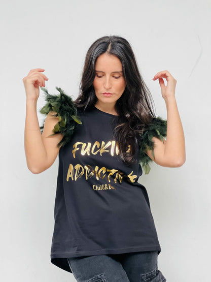 CAMI PLUMAS TACHAS F ADDICTIVE DORADO