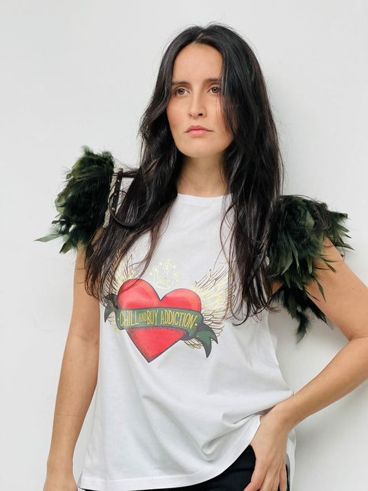 CAMI PLUMASTACHAS CORAZON ALAS ROJO