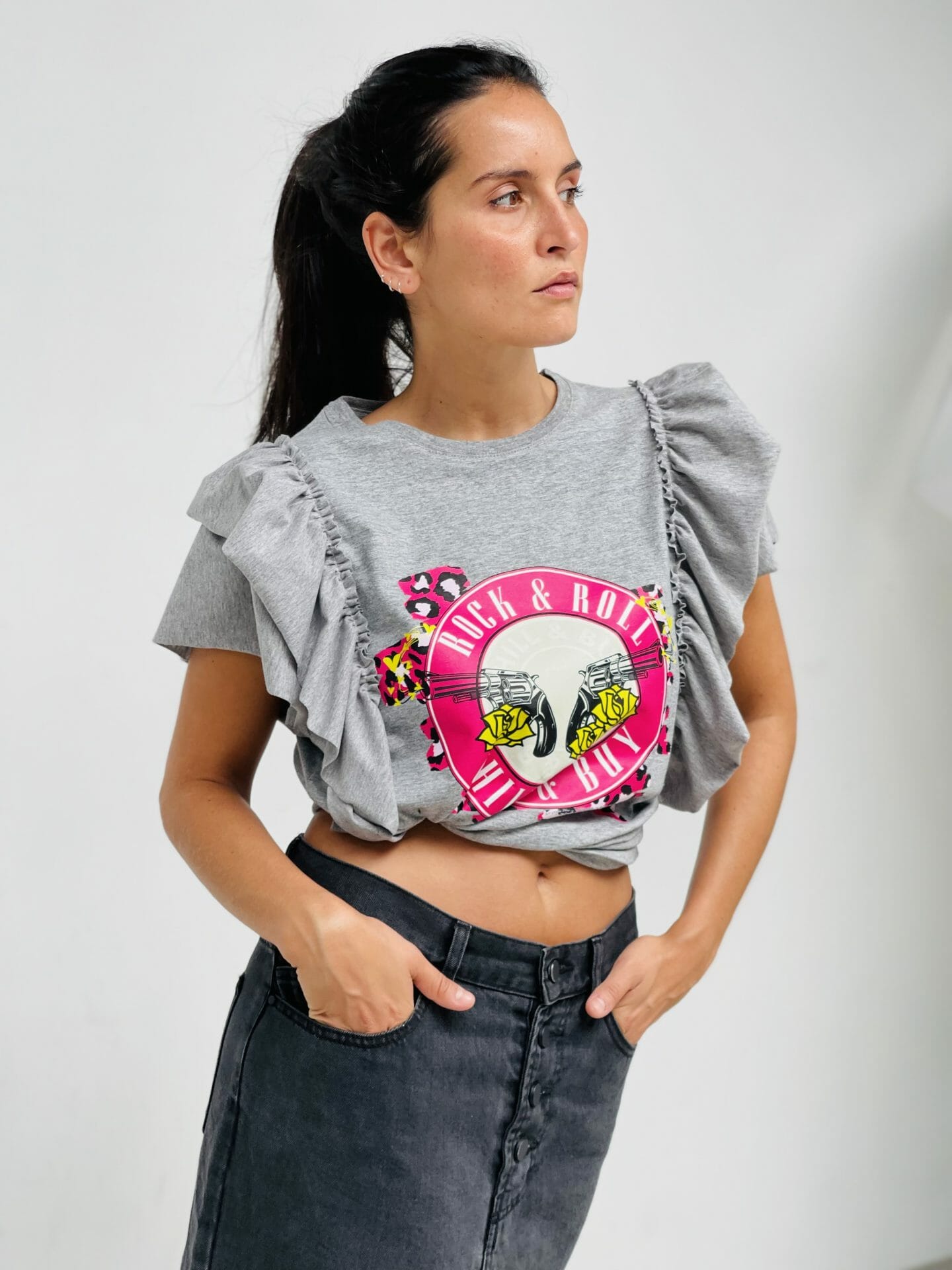 CAMI VOLANTE DOBLE PISTOLAS FUCSIA