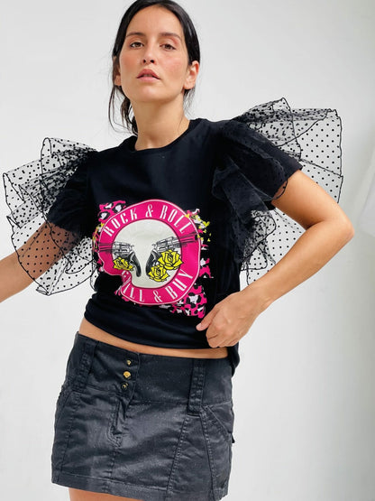 CAMI VOLANTE TOPITOS PISTOLAS FUCSIA