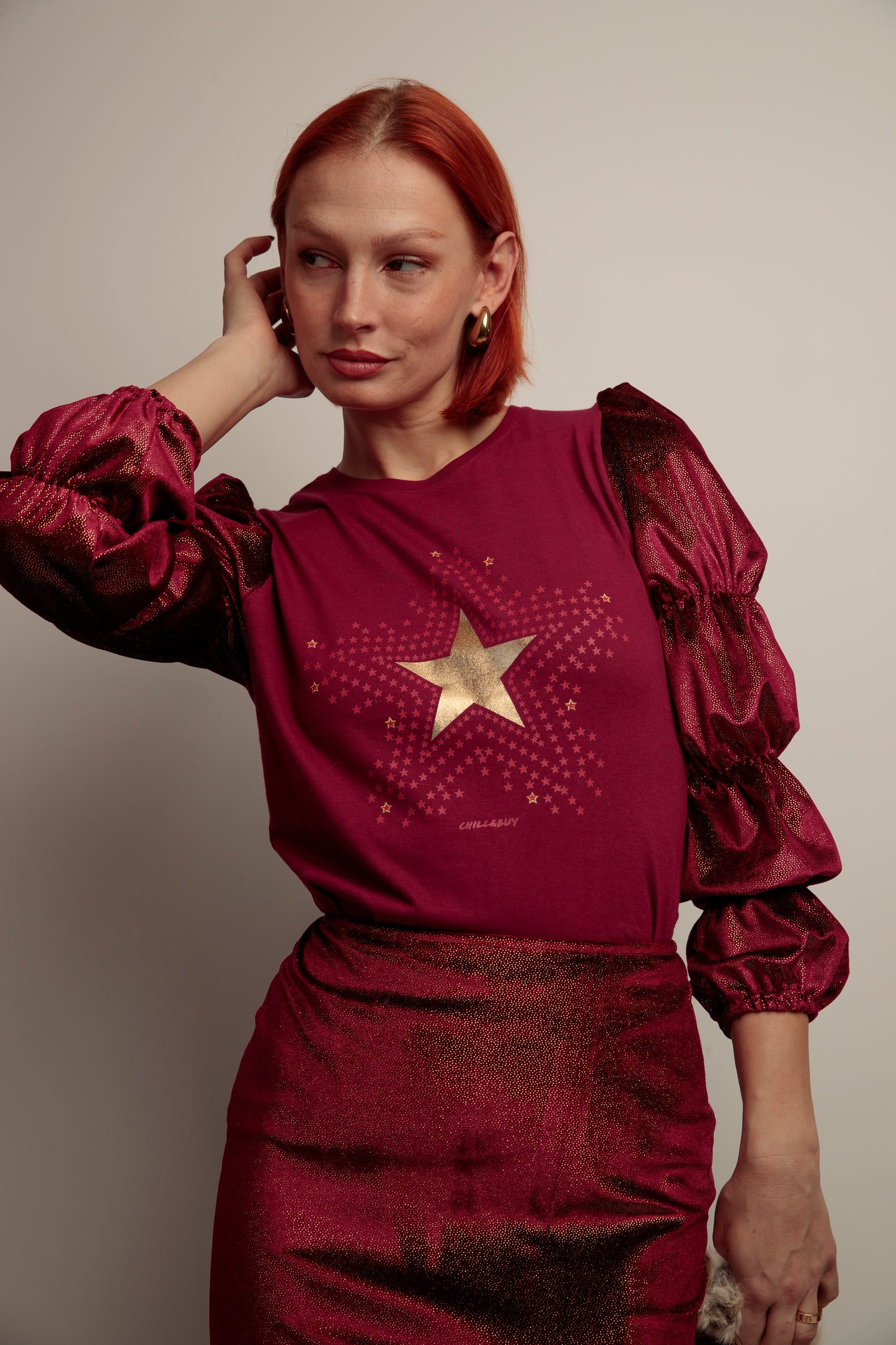 Camiseta Frunces Estrellas Granate