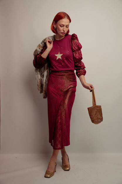 Camiseta Frunces Estrellas Granate