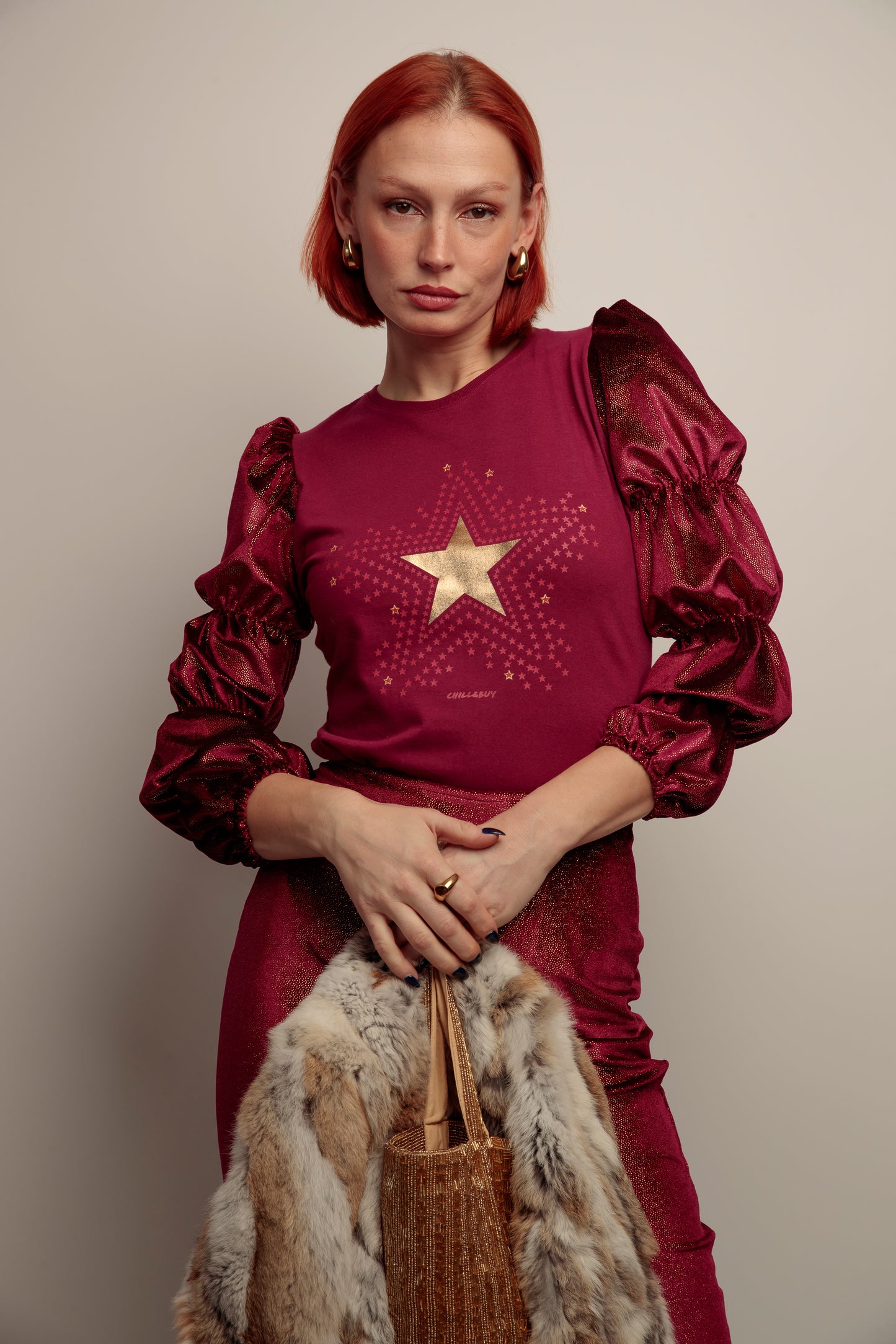 Camiseta Frunces Estrellas Granate