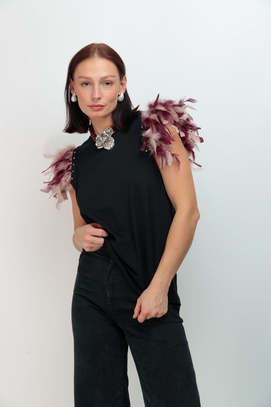 CAMISETA PLUMAS MIXTACHAS SIN DISENO