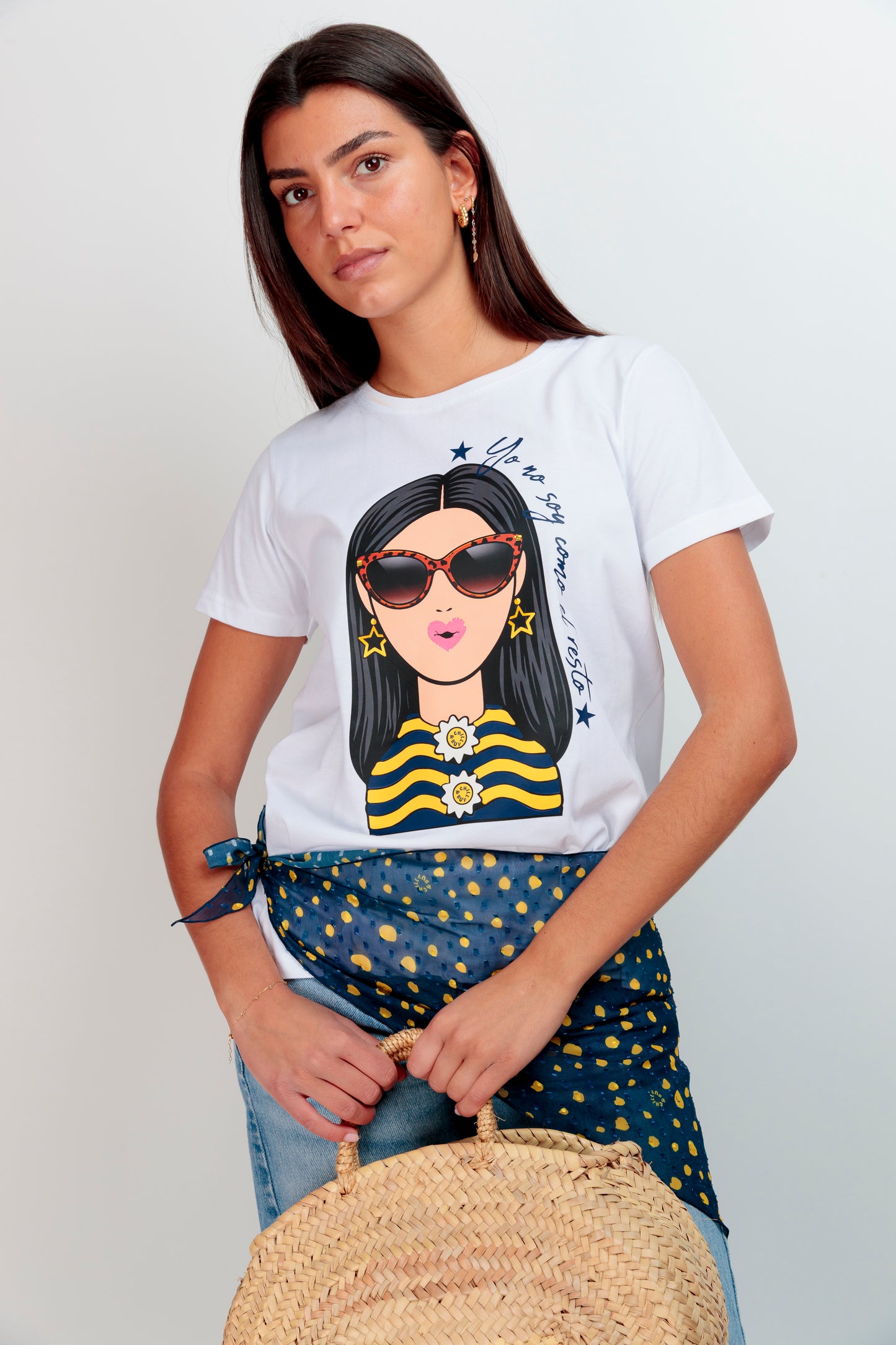 T-shirt basique fille à pois