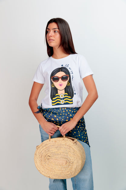 T-shirt basique fille à pois