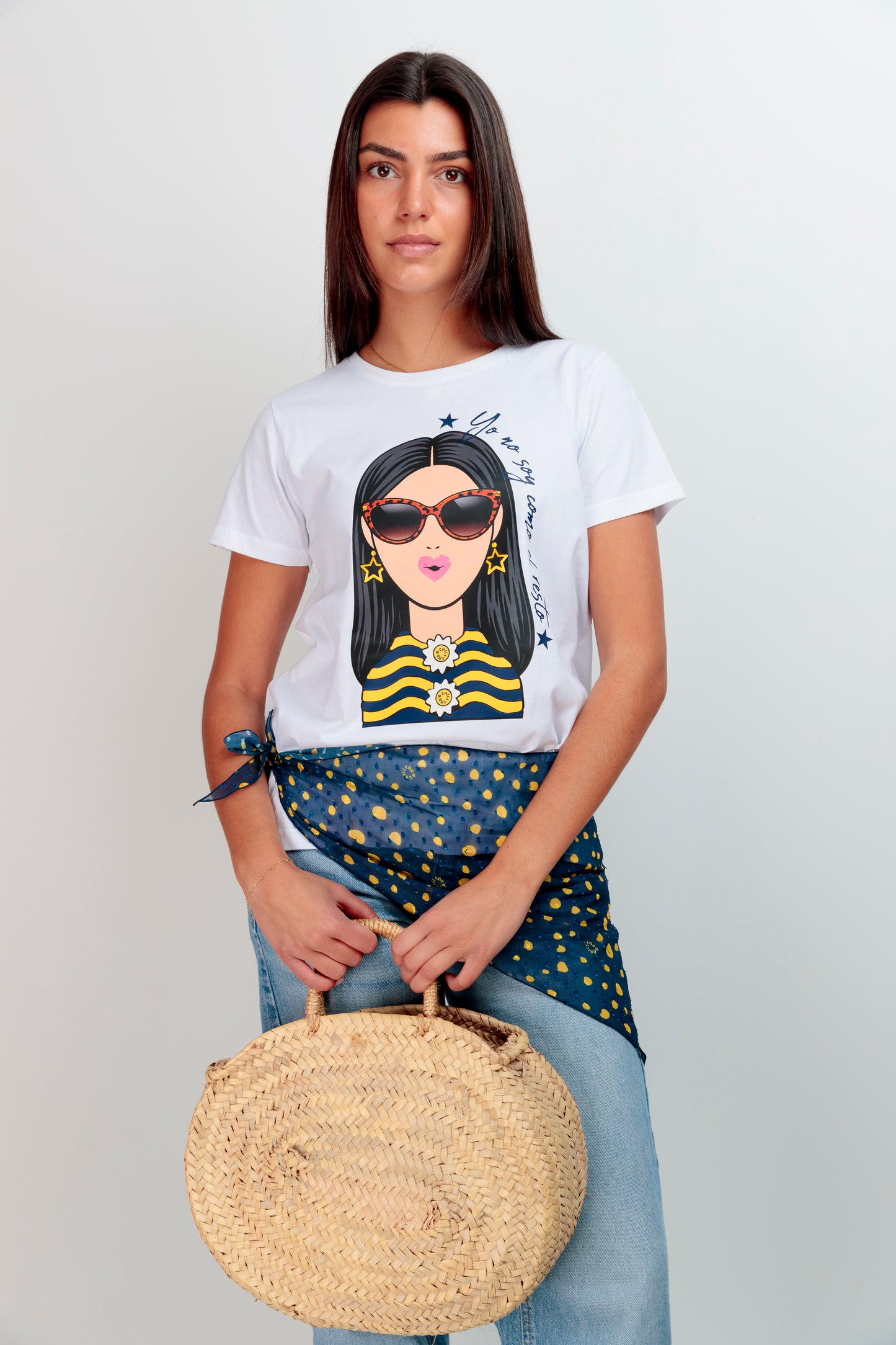 T-shirt basique fille à pois