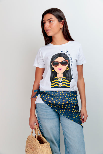 T-shirt basique fille à pois