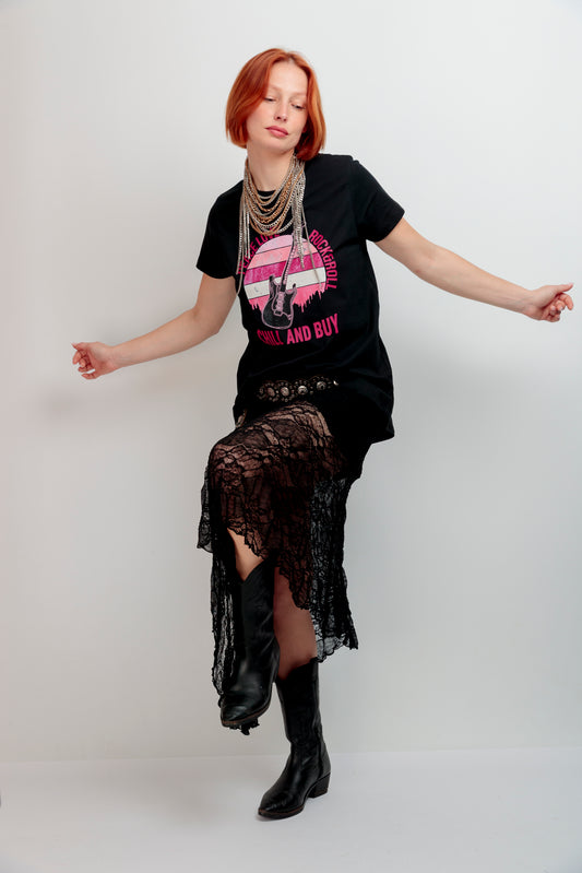 Camiseta Guitarra Peace Rosa