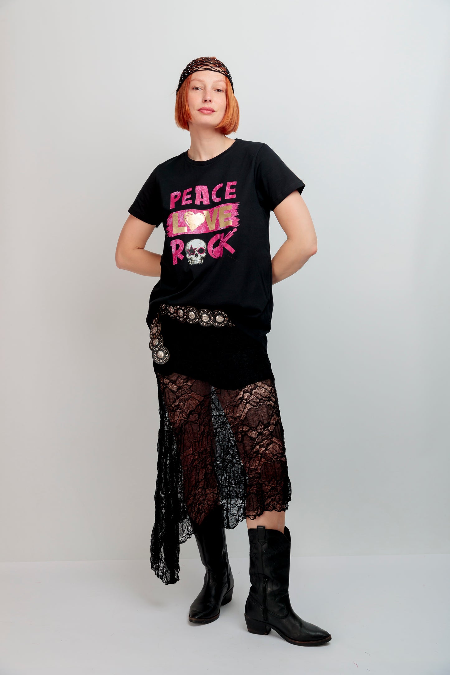 Camiseta Peace Rosa Dorado