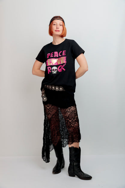 Camiseta Peace Rosa Dorado