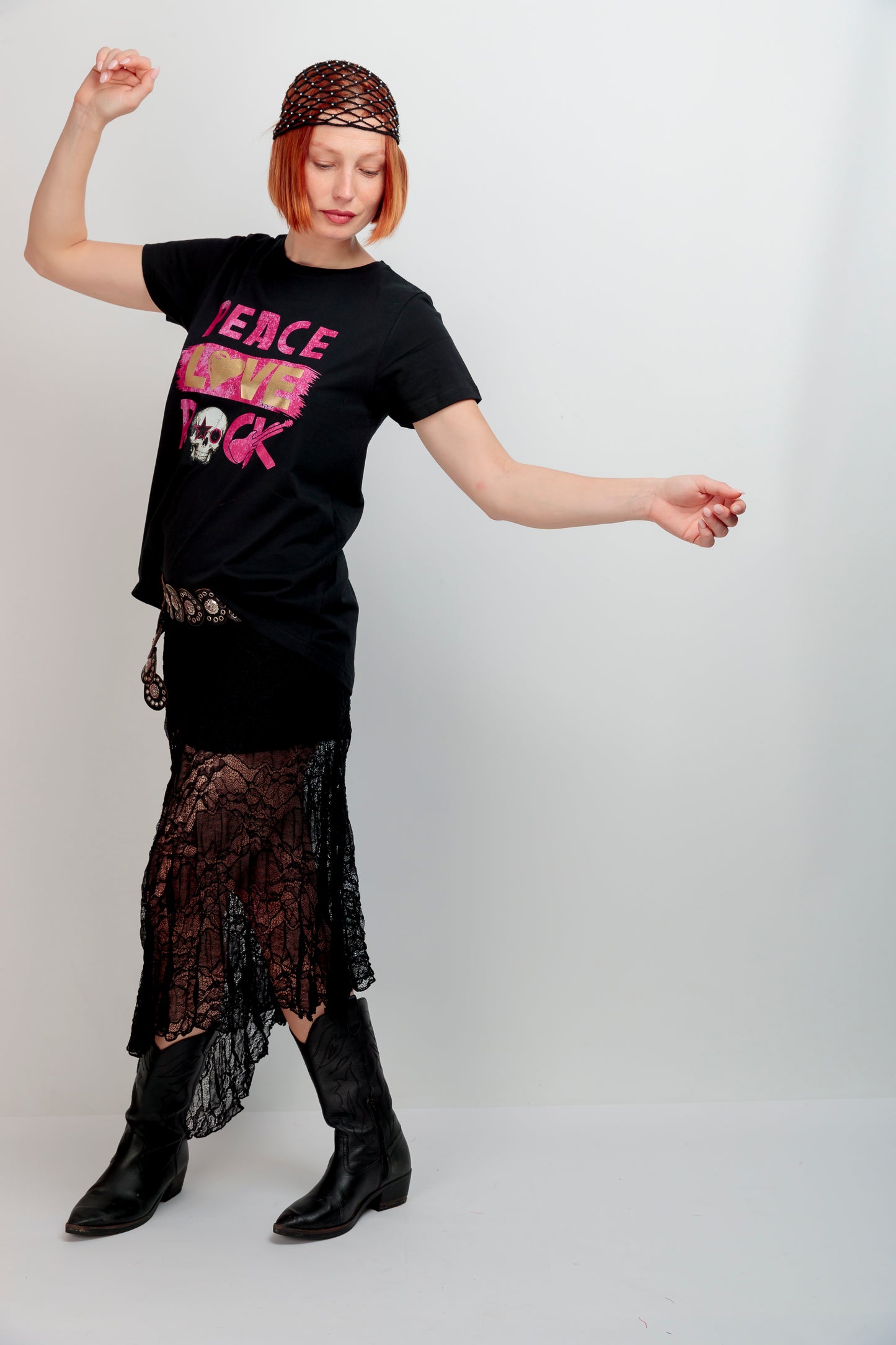 Camiseta Peace Rosa Dorado