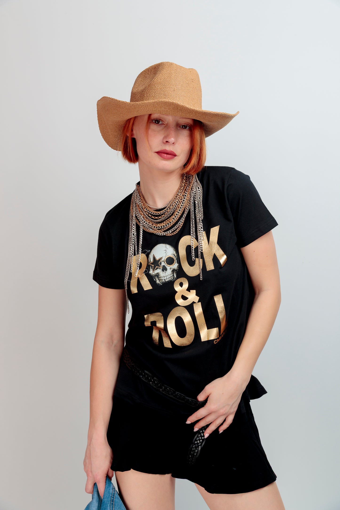 Camiseta Rock Skull Dorado