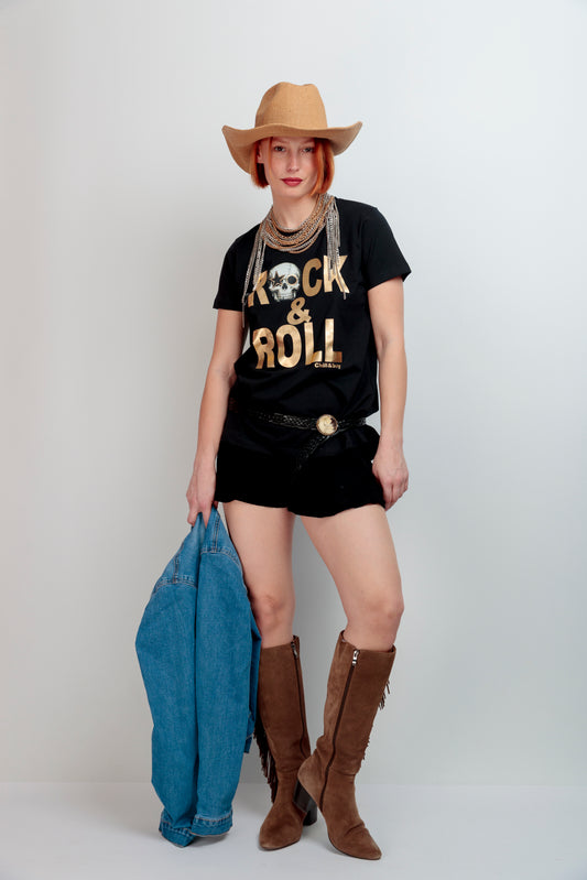Camiseta Rock Skull Dorado