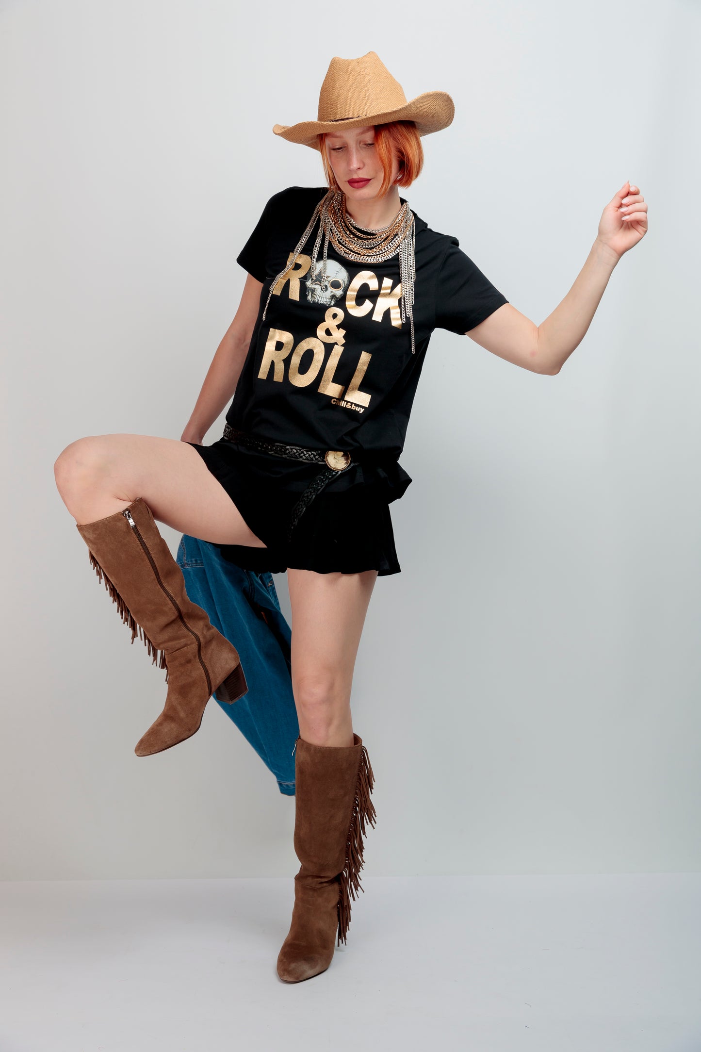 Camiseta Rock Skull Dorado