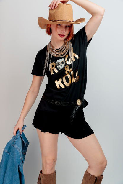 Camiseta Rock Skull Dorado