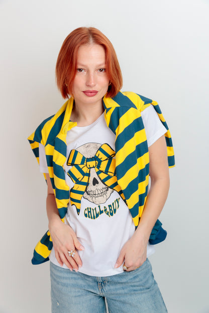 Camiseta Básica Skull Rayas