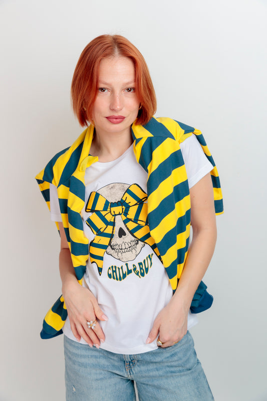 Camiseta Básica Skull Rayas