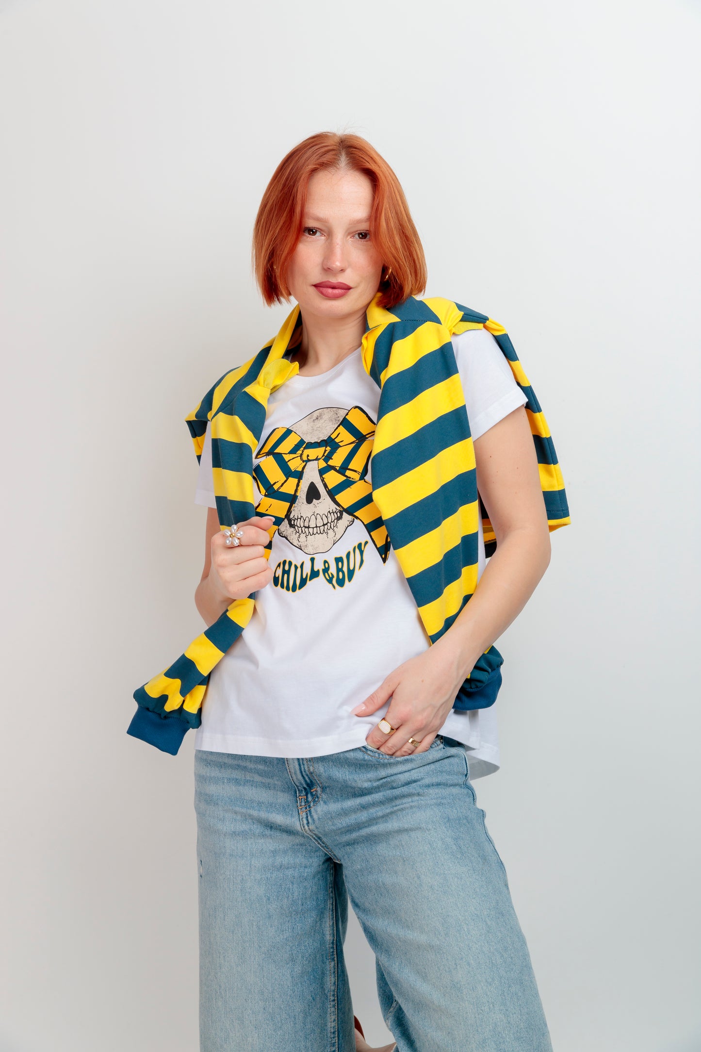 Camiseta Básica Skull Rayas