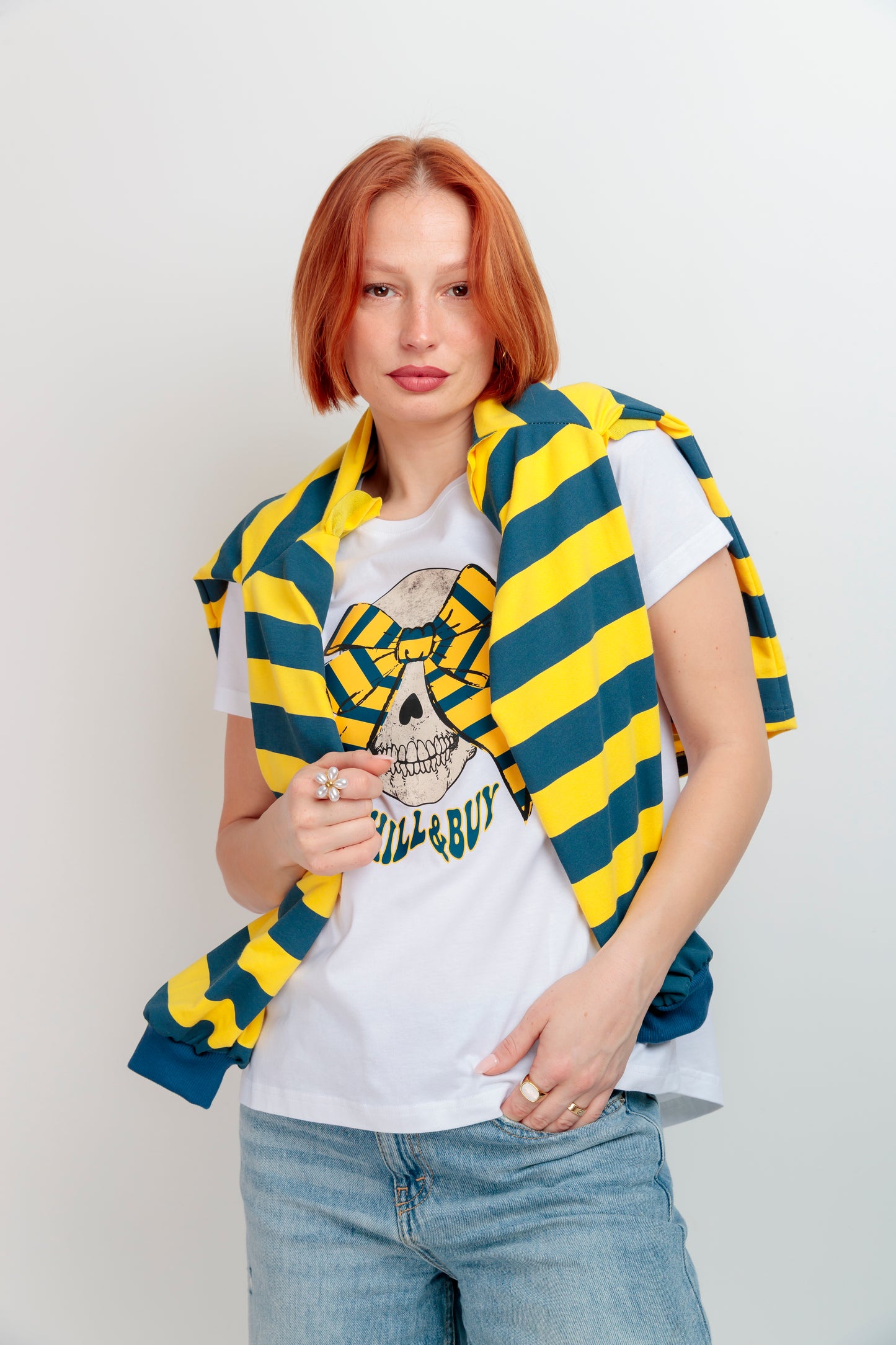 Camiseta Básica Skull Rayas