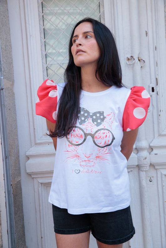 Camiseta Lunares Coral