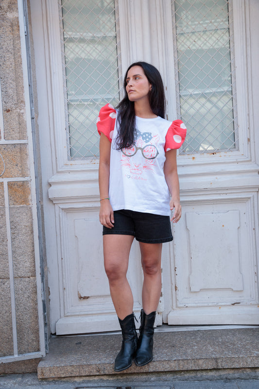 Camiseta Lunares Coral