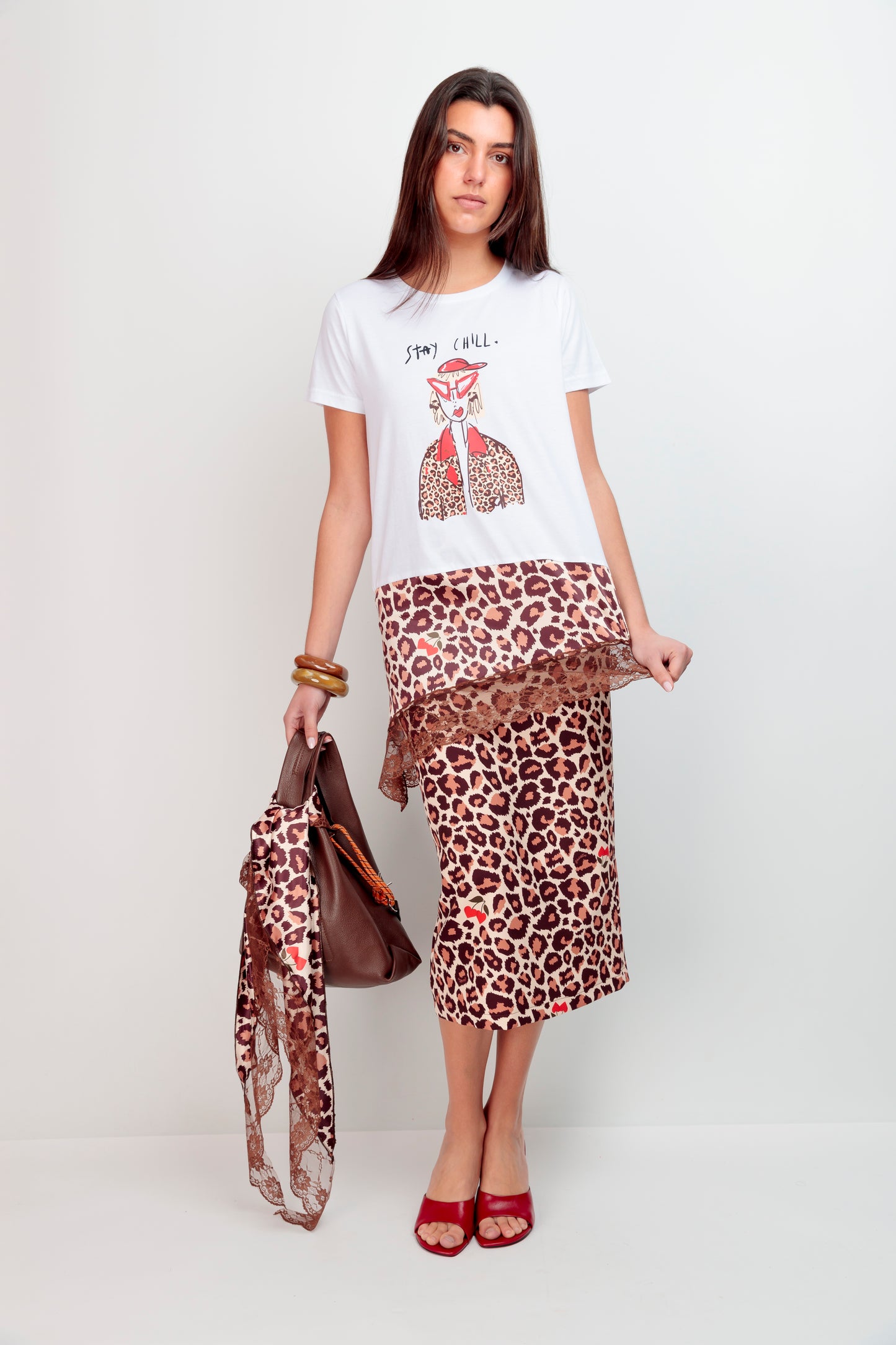 T-shirt combiné cerise Chll