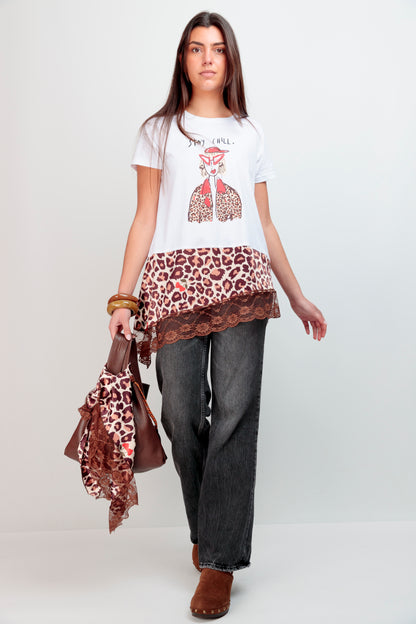 T-shirt combiné cerise Chll