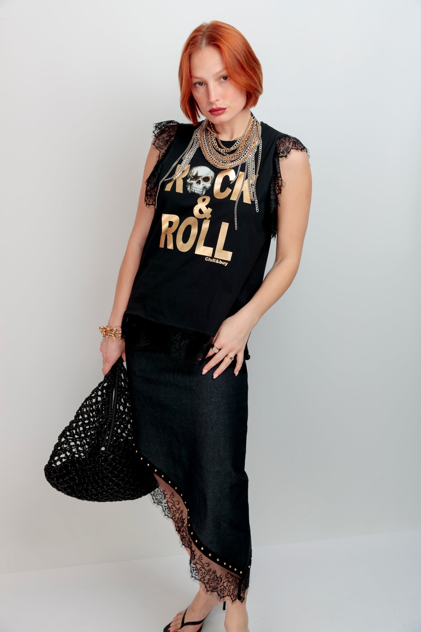 Camiseta Encaje Rock Skull
